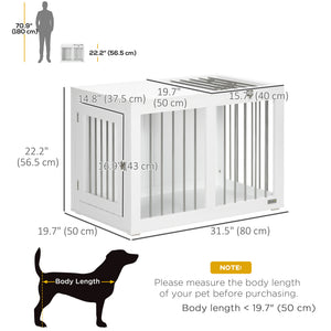 Meuble cage de 31,5 pouces avec double porte, blanc