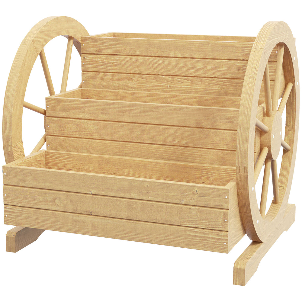 Jardinière en bois en forme de chariot à 3 niveaux