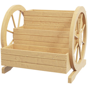 Jardinière en bois en forme de chariot à 3 niveaux