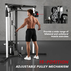 Appareil de musculation multifonctionnel avec barre de traction, station d'entraînement 15 positions