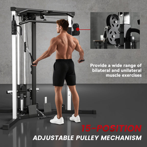 Appareil de musculation multifonctionnel avec barre de traction, station d'entraînement 15 positions