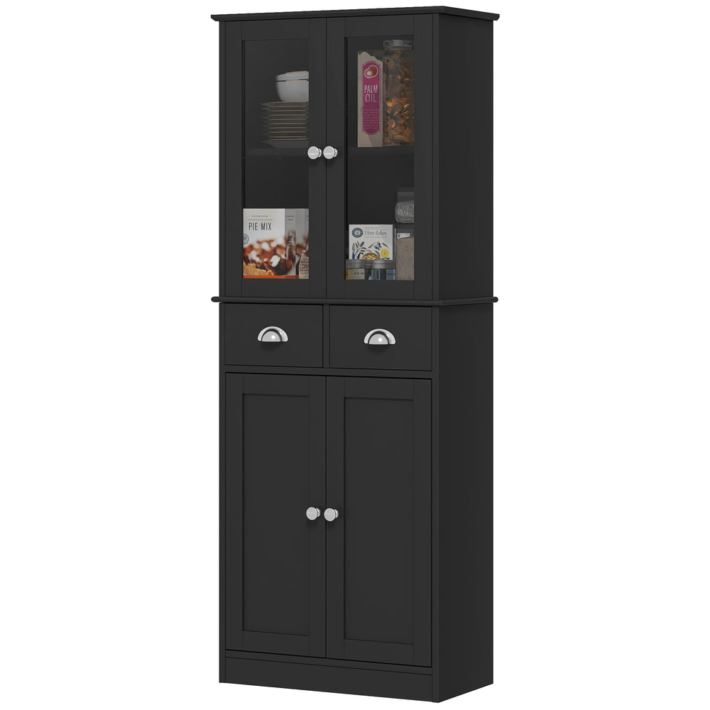 Meuble de rangement de 61 po avec portes en verre, noir