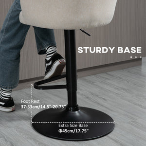 Bar Stools Set of 2, Swivel Counter Height Barstools with Back, Footrest, Adjustable Height, Beige