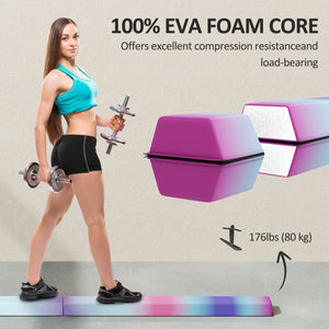Poutre d'équilibre pliable de 2,3 m avec base antidérapante, multicolore