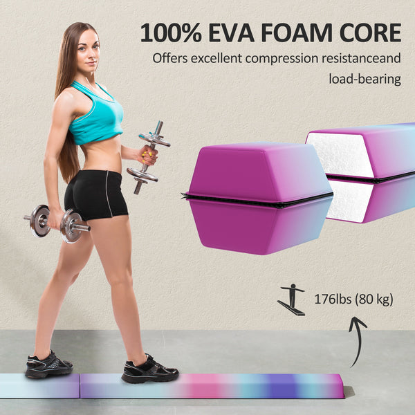 Poutre d'équilibre pliable de 2,3 m avec base antidérapante, multicolore