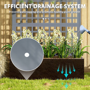 Galvanized raised planter with trellis for climbing plants and vegetables, grey wood look