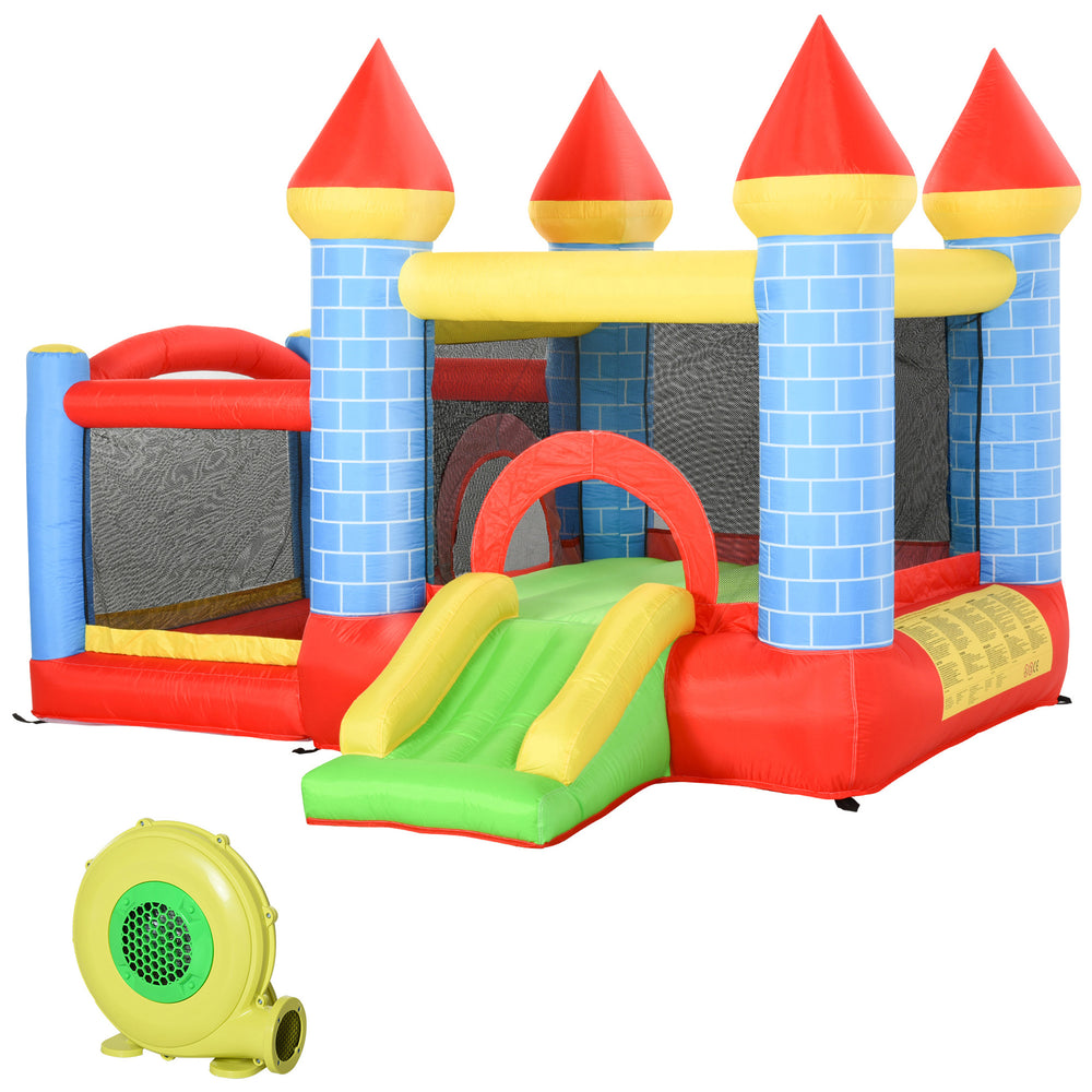 Château gonflable 9,2 x 9,5 pi, 4 en 1 pour enfants avec trampoline, toboggan, piscine, panier et souffleur
