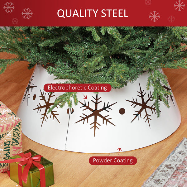 Cache-pied pour sapin de Noël de 66 cm avec motifs de flocons de neige blanc