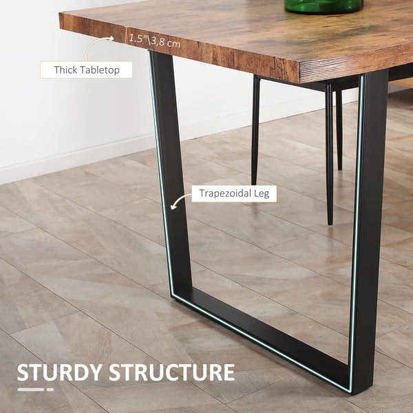 Industrial style dining table with wavy edge top and steel legs, rustic brown