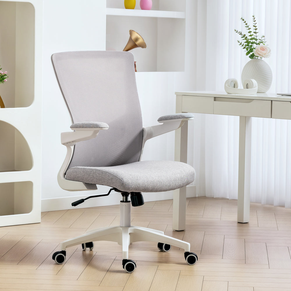 Chaise de bureau ergonomique avec soutien lombaire, grise