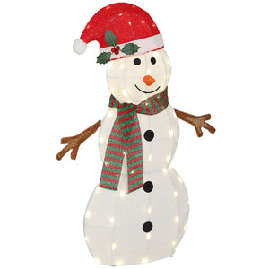 Bonhomme de neige d'extérieur avec lumières LED, piquets, attaches zippées