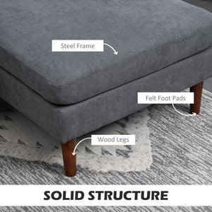 Modern 4 seater sofa with wooden legs, fabric sofa for living room, dark gray