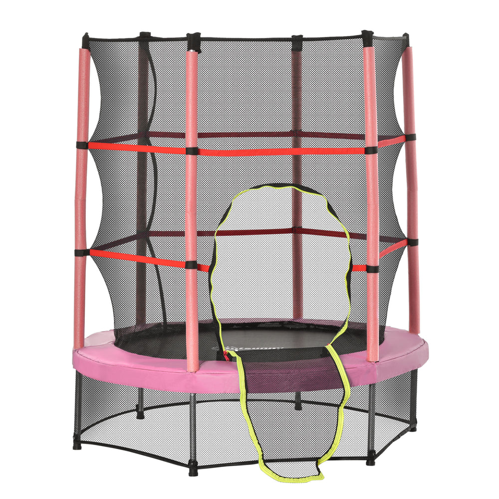 4.6ft trampoline with safety net, pink. 