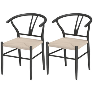 Ensemble de 2 chaises de salle à manger en tissu tressé, style moderne