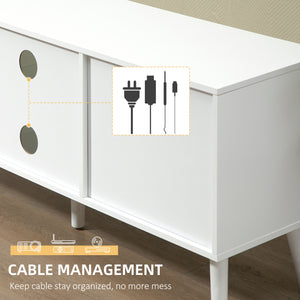 Meuble TV moderne avec tiroirs et étagères pliables, blanc