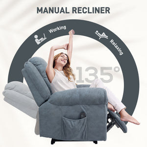 Fauteuil inclinable électrique avec massage vibrant et repose-pieds – Bleu/gris