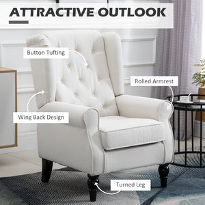 Fauteuil d'appoint capitonné à boutons, blanc