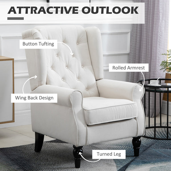 Fauteuil d'appoint capitonné à boutons, blanc