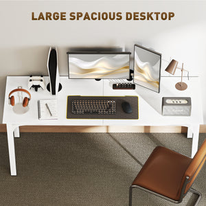 Desk with metal legs, white