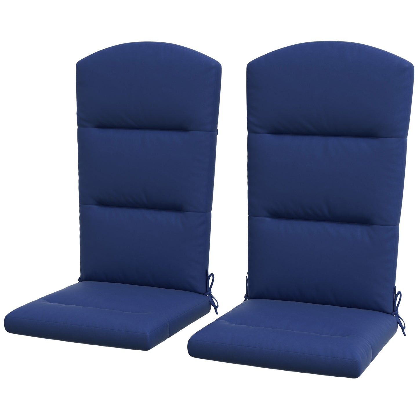 Coussins de remplacement pour chaise de patio Adirondack, avec dossier et attaches, lot de 2, bleu