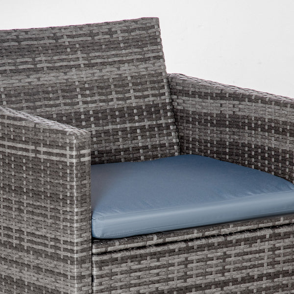 Ensemble de mobilier 4 pièces en résine tressée avec table basse en verre, gris