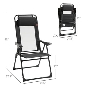 Ensemble de 4 chaises de camping, noir