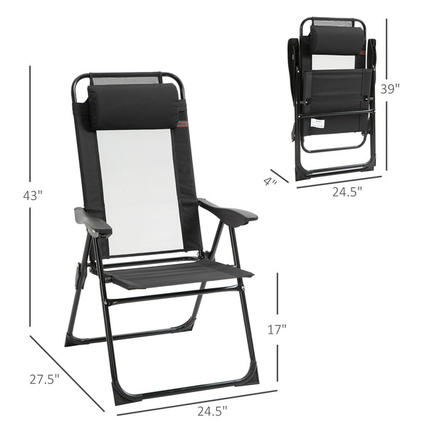 Ensemble de 4 chaises de camping, noir