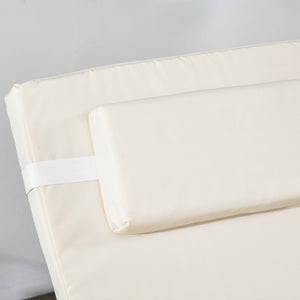 Chaise longue de patio avec dossier réglable sur 5 niveaux, appui-tête, blanc crème