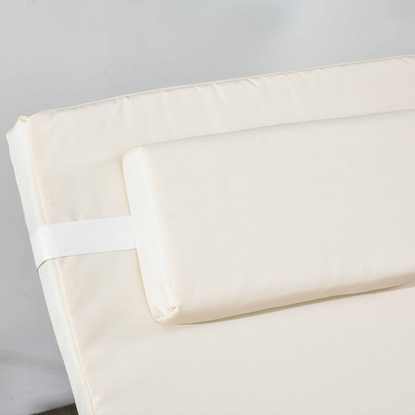 Chaise longue de patio avec dossier réglable sur 5 niveaux, appui-tête, blanc crème