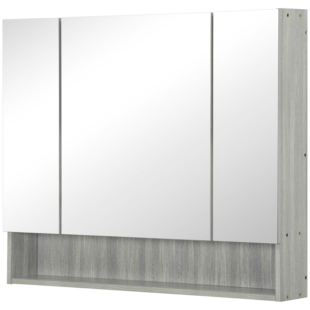 Armoire à pharmacie murale avec miroir et étagères réglables, grise