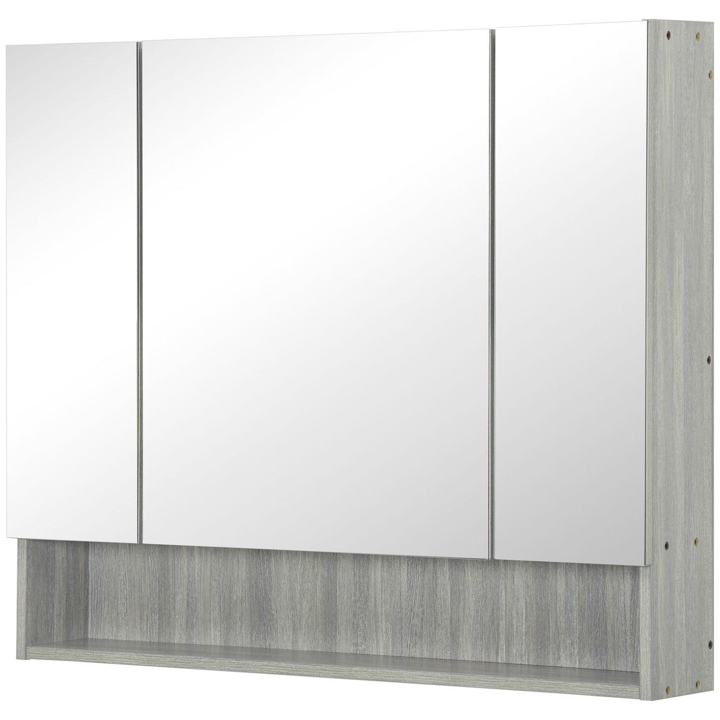 Armoire à pharmacie murale avec miroir et étagères réglables, grise