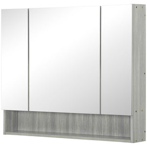 Armoire à pharmacie murale avec miroir et étagères réglables, grise