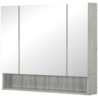Armoire à pharmacie murale avec miroir et étagères réglables, grise