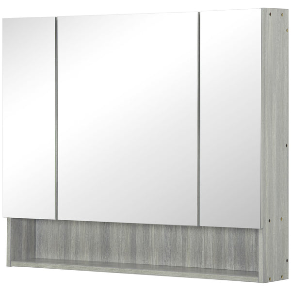 Armoire à pharmacie murale avec miroir et étagères réglables, grise