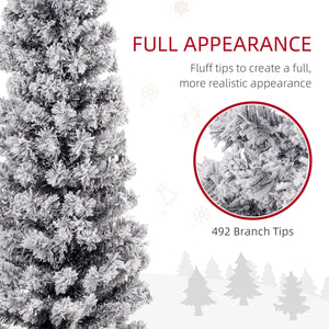 Sapin de Noël givré de 6 pieds en forme de crayon