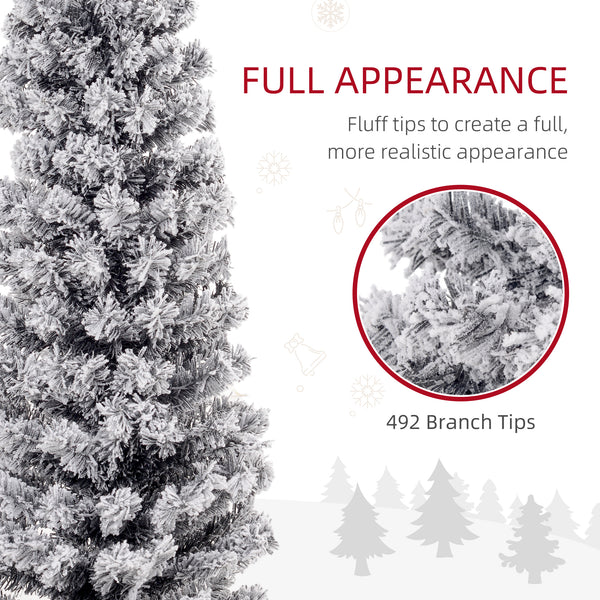 Sapin de Noël givré de 6 pieds en forme de crayon