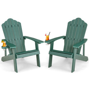 Ensemble de 2 chaises Adirondack avec design ergonomique pour porche et jardin - Vert