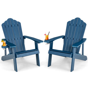 Ensemble de 2 chaises Adirondack avec design ergonomique pour porche et jardin - Marine