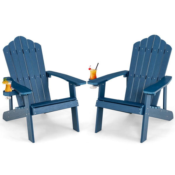 Ensemble de 2 chaises Adirondack avec design ergonomique pour porche et jardin - Marine