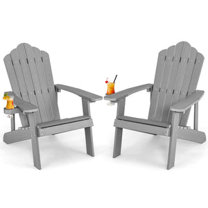 Ensemble de 2 chaises Adirondack avec design ergonomique pour porche et jardin - Gris argent