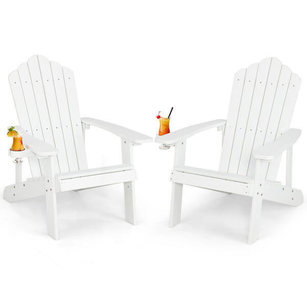 Ensemble de 2 chaises Adirondack avec design ergonomique pour porche et jardin - Blanche