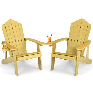 Ensemble de 2 chaises Adirondack avec design ergonomique pour porche et jardin - Jaune