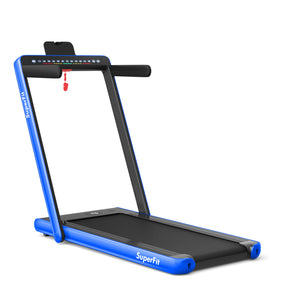 Tapis roulant électrique motorisé 2 en 1 pour la santé et la forme physique avec double affichage - Bleu
