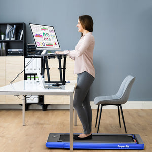 Tapis roulant électrique motorisé 2 en 1 pour la santé et la forme physique avec double affichage - Bleu