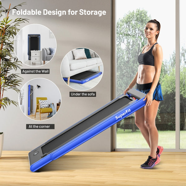 Tapis roulant électrique motorisé 2 en 1 pour la santé et la forme physique avec double affichage - Bleu