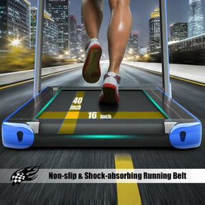 Tapis roulant électrique motorisé 2 en 1 pour la santé et la forme physique avec double affichage - Bleu