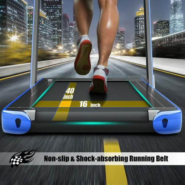 Tapis roulant électrique motorisé 2 en 1 pour la santé et la forme physique avec double affichage - Bleu