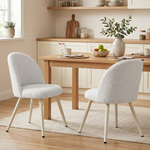 Chaises de salle à manger en velours blanc – Ensemble de 2