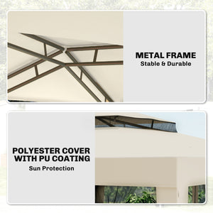 10' x 10' Canopy Tent, Party Tent with Mesh Netting and Double Tier Roof for Backyard, Garden, Patio, Outdoor, Beige