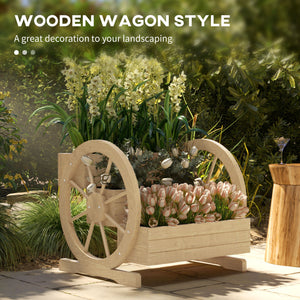 Jardinière en bois en forme de chariot à 3 niveaux